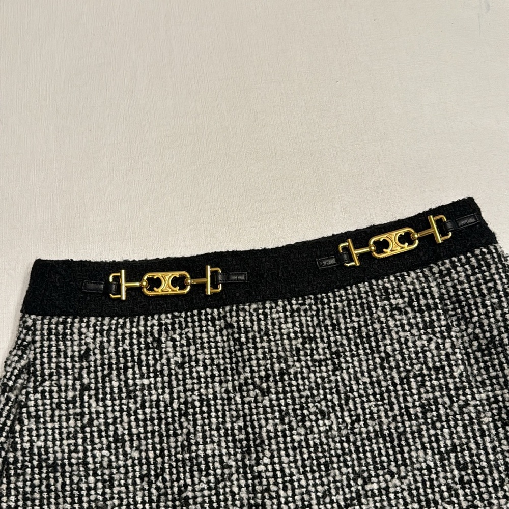 Celine Wool Mini Skirt with Gold Detail - Picture 3 of 7